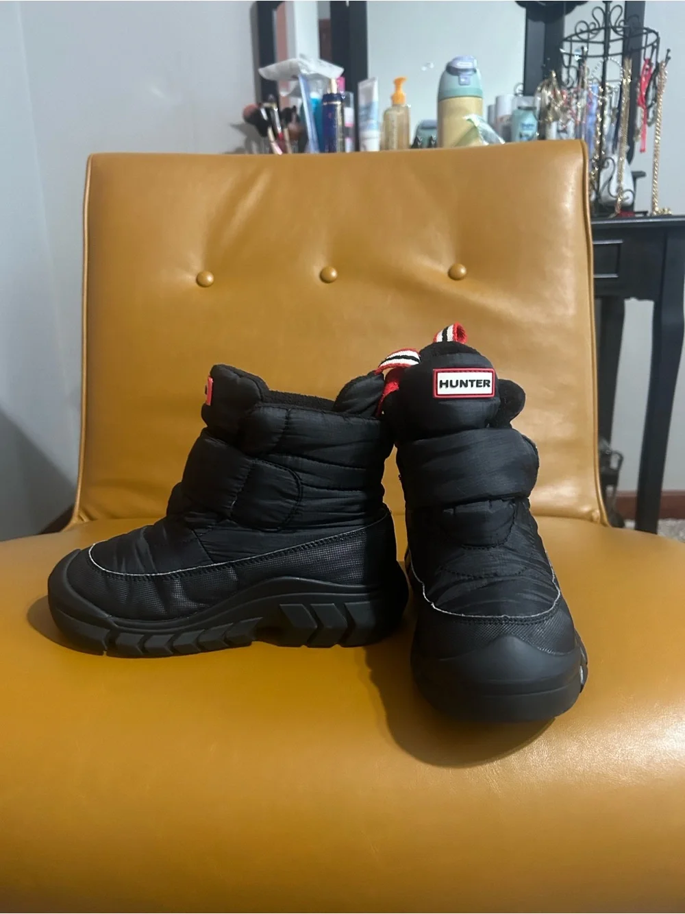 Hunter Kids Black Puffer Winter Boots